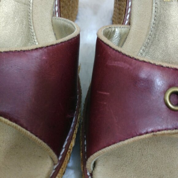 Y2K Kenneth Cole Reaction Wedge Heel Sandals Ankle Strap US Size 8.5 Red Leather - Picture 8 of 12